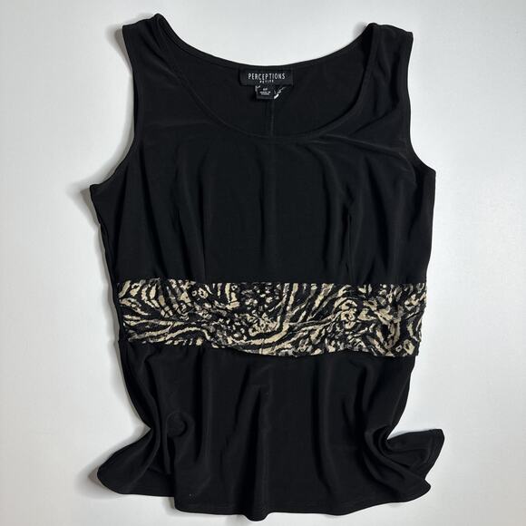 Perceptions Petite Y2K Black Zebra Python Animal Print Cami Tank Top Size 6P - Picture 1 of 6